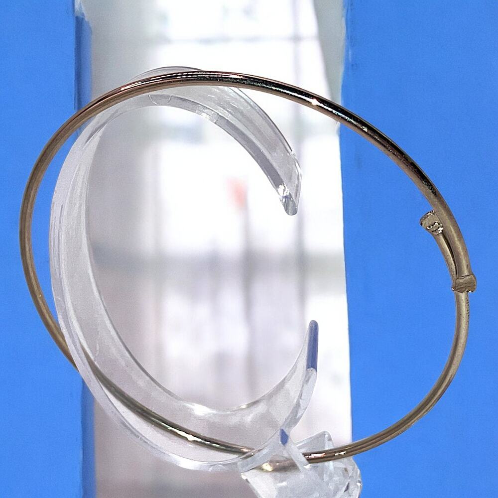 Unique Silver-Tone 2 Flat Ends Overlap 3" Bangle Bracelet!